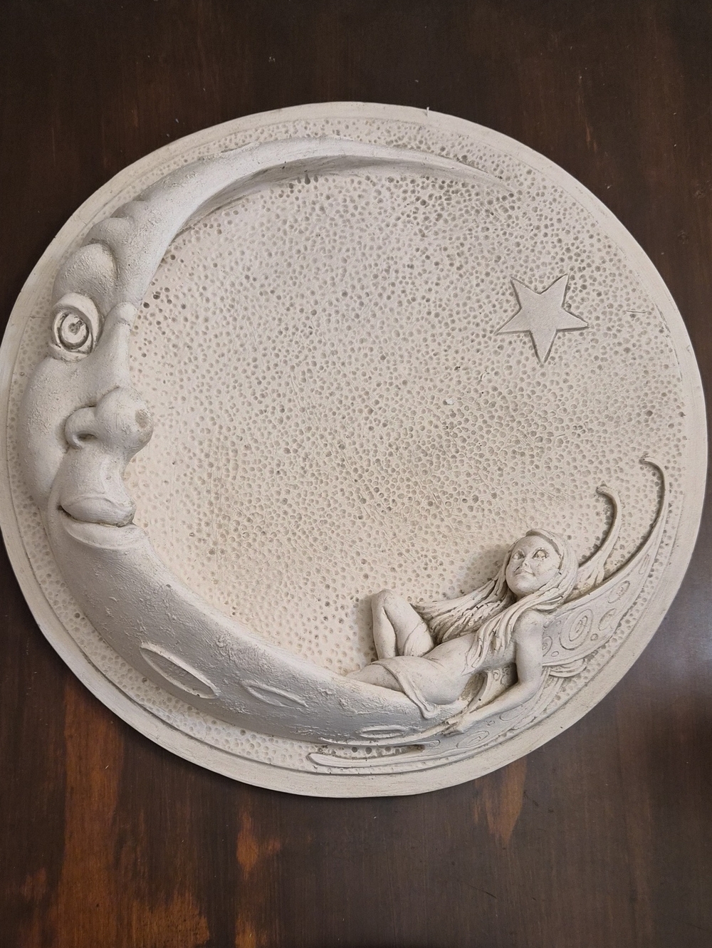 Decorative Moon and Fairy Wall Plaque - White